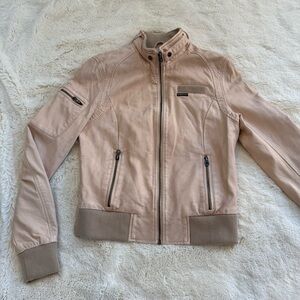 Members Only Blush Faux Leather Iconic Racer Bomber Jacket Women’s SM